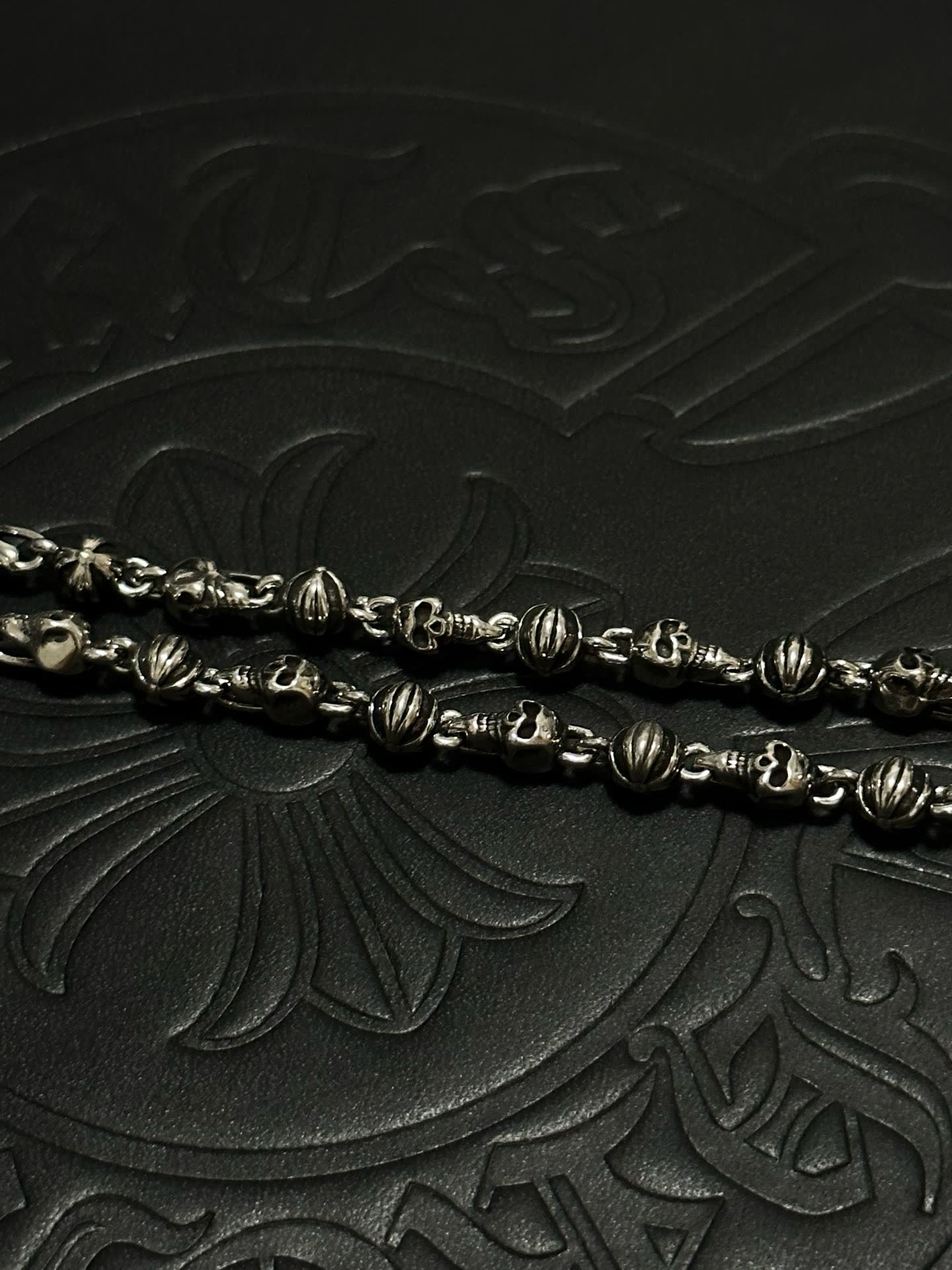 Chrome Hearts Black Orchid Silver Necklace with Charms